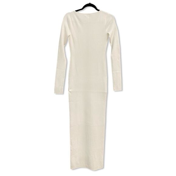 HELSA Niall Deep V Neck Dress White knit plunge maxi ties Revolve S - Picture 7 of 9